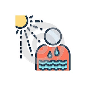 Color illustration icon for Dehydrate, sunstroke and dehydration