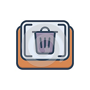 Color illustration icon for Del, recycle and remove