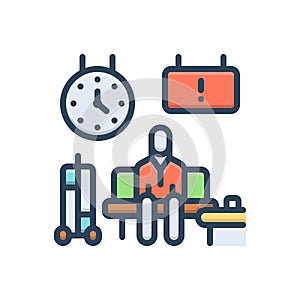Color illustration icon for Delay, waiting and tourist