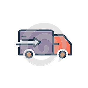 Color illustration icon for delivery truck, parcel and deliver