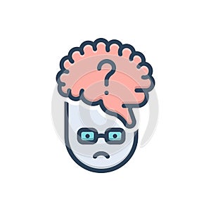 Color illustration icon for Dementia, craziness and mania