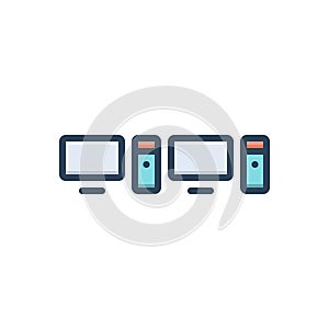 Color illustration icon for Desktop, computer and minicomputer