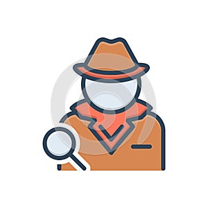 Color illustration icon for detective, sleuth and hacker