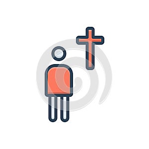 Color illustration icon for Devote, prayer and religion