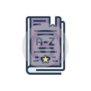 Color illustration icon for Dictionary, lexicon and vocabulary