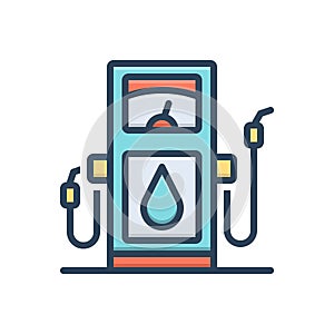 Color illustration icon for Diesel, pump and fuel