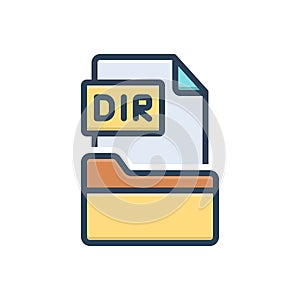 Color illustration icon for Dir, document and folder