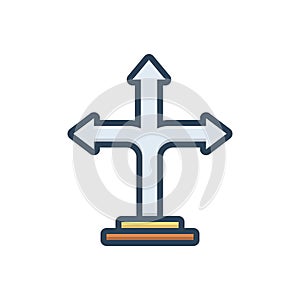 Color illustration icon for direction arrow, pointer and navigations