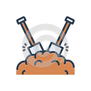 Color illustration icon for Dirt, filth and shovel