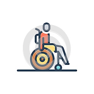 Color illustration icon for Disability, paralyze and physical