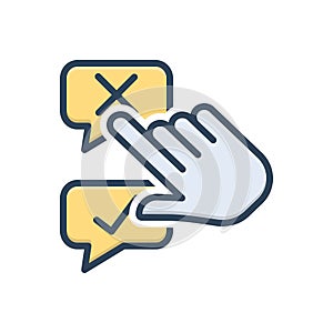 Color illustration icon for Disagree, negative and positive