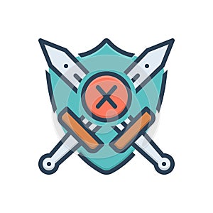 Color illustration icon for Disarm, daunt and weapon