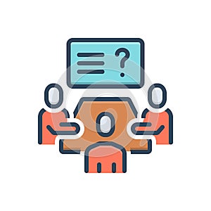 Color illustration icon for Discussions, debate and meeting