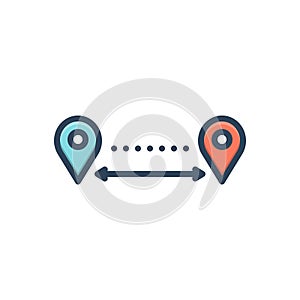 Color illustration icon for Distances, gps and location