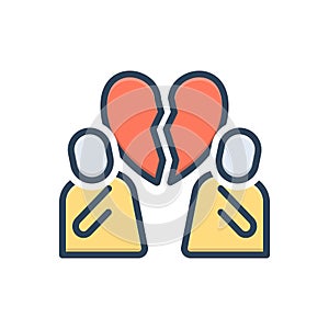 Color illustration icon for Divorce, breakup and family