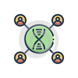 Color illustration icon for Dna matching, amplification and genetically