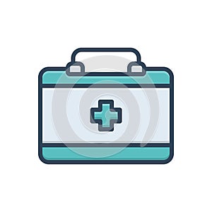 Color illustration icon for Doctor Bag, pharmacy and safety
