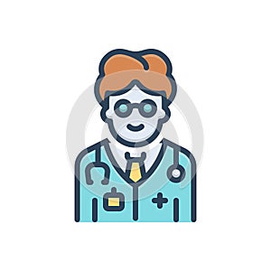 Color illustration icon for Doctor, physician and medical