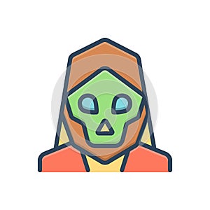 Color illustration icon for Doom, halloween and grim