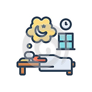 Color illustration icon for Dream, daydream and night