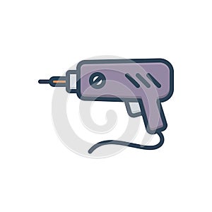 Color illustration icon for Driller, electric and equipment