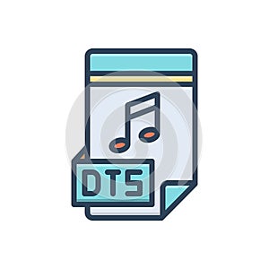 Color illustration icon for Dts, application and audio