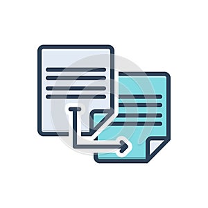 Color illustration icon for Duplicate, transcript and matching
