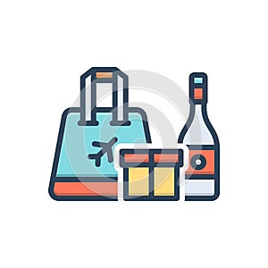 Color illustration icon for Duty Free, duty and airport