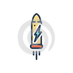 Color illustration icon for Dynamic, bullet and dangerous