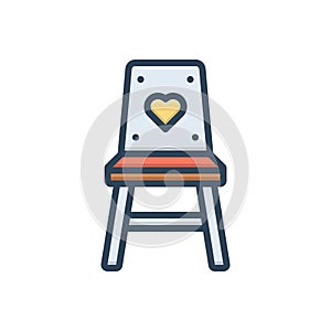 Color illustration icon for eating chair, child and kiddy