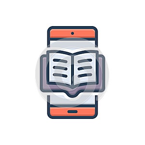 Color illustration icon for Ebooks, mobile and textbook