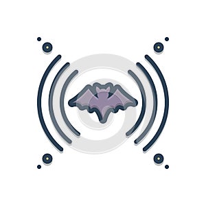 Color illustration icon for Echolocation, bat and inserct