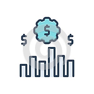 Color illustration icon for Economies, growth and chart