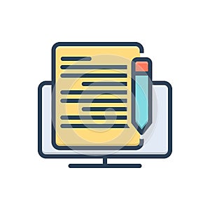 Color illustration icon for Editions, pencil and save