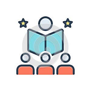 Color illustration icon for Educate, teach and school