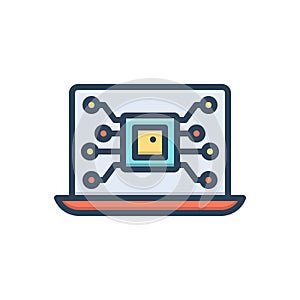 Color illustration icon for Electronic, voltaic and circuit