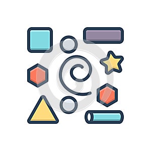 Color illustration icon for Elements, inwardness and geometric