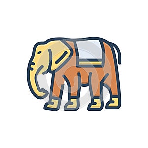 Color illustration icon for Elephant, animal and huge