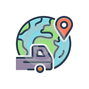 Color illustration icon for elsewhere, navigation and map location