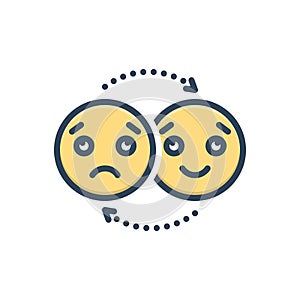 Color illustration icon for emotion, sentiment and sensibility