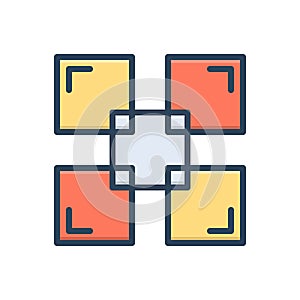 Color illustration icon for Ensemble, altogether and frame