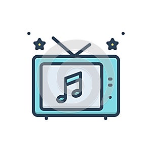 Color illustration icon for Entertainment, old and television