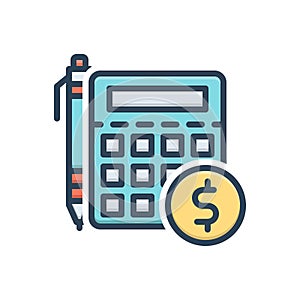 Color illustration icon for Estimate, calculation and gauge