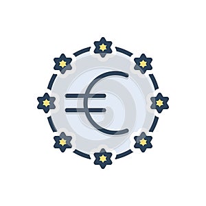 Color illustration icon for European, currency and union