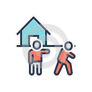 Color illustration icon for Exclude, ostracize and house