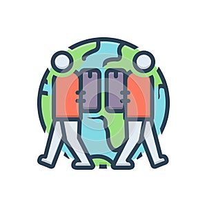 Color illustration icon for Expat, expatriate and migrant