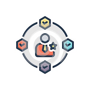 Color illustration icon for Experience, involvement and know