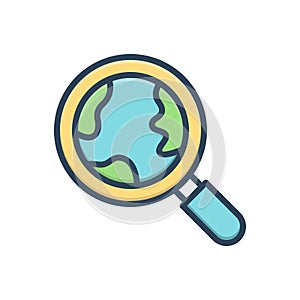 Color illustration icon for Exploration, investigation and research