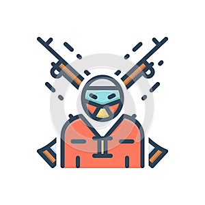 Color illustration icon for Extremist, terrorist and rebel