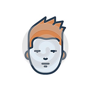 Color illustration icon for Face, sad and avatar